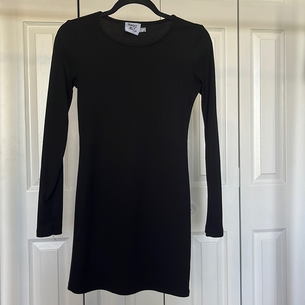 Princess Polly black mini dress long sleeve